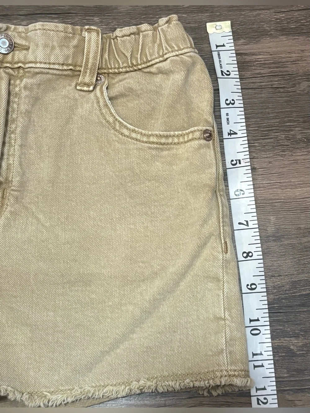 GAP Girls Tan Elastic-Waist Denim Shorts